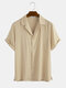 Newchic Design Mens Light Breathable Solid Color Revere Shirt - Khaki