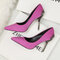 Women Solid Color Pointed Toe Fashion Metal Decor Fine Heels - Rose