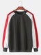 Mens Contrast Color Raglan Sleeve Cotton Loose Daily Pullover Sweatshirt - Dark Gray