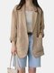 Casual Solid Color Long Sleeve Cotton Jacket For Women - Khaki
