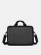 Men Oxfords Fabric Brief Large Capacity Laptop Bag Waterproof Business Portable Briefcase - Black