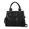  Fahion Women Platinum Tassel Leather Handbag - Black