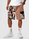 Мужские шорты с геометрическим рисунком Шаблон Пэчворк с карманом с клапаном Доставка - Розовый