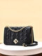 Women Faux Leather Fashion Argyle Chain Square Crossbody Bag - #11