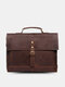 Men Faux Leather Vintage Multifunction Multi-Compartment Briefcase Crossbody Bag Shoulder Bag - Coffee