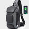 Men Outdoor Travel USB Charging Port Sling Bag Chest Bag - Grey
