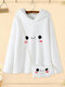 Cartoon Hooded Pocket Stitch Lambswool Plus Size Hoodie - White