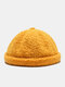 Unisex Plush Solid Color Fashion Warmth Brimless Beanie Landlord Cap Skull Cap - Yellow