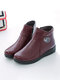 Winter Casual Retro Soft Comfy Warm Lining Side Zipper Ankle Boots For Women - Wine Red