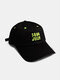 Unisex Cotton Solid Fluorescent Letters Embroidery Fashion Sunshade Soft Top Baseball Cap - Black
