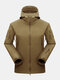 Mens Solid Color Waterproof Breathable Zipper Pocket Turtleneck Warm Hooded Jackets - Khaki