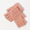 Women Winter Warm Wool Knit Cute Half-finger Gloves Plus Velvet Finger Touch Screen Gloves - Pink