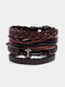 4 Pcs/Set Vintage Multi-layers Woven DIY Set Faux Leather Bracelet - #21