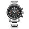 Fashion Sports Men Watch Stainless Steel Band Luminous Chronograph Quartz Watch - Black + White