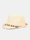 Men Straw Casual Vacation All-match Breathable Sunshade Top Hats Flat Hats - Beige