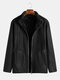 Mens Double Wearable Fleece Coats Long Sleeve Warm Fur Jackets - Black