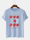 Plus Size Mens Hand-Painted Strawberry Print Fashion O-Neck T-Shirt - Blue