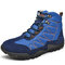 Men Outdoor Slip Resistant Warm Lining Lace Up Climbing Hiking Boots - Blue