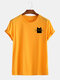 Mens Simple Cartoon Cat Graphic Casual Cotton Short Sleeve T-Shirt - Yellow