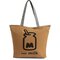Girl Canvas Shoulder Bag Cartoon Shopping Bag Crossbody Bag - Khaki