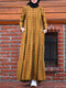 Women Ethnic Plaid Print Pocket Patchwork Casual Maxi Dress - Yellow