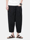 Mens Plain Stripe Patchwork Breathable Pants - Black