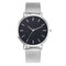 Casual Business Women Watch Full Alloy Case Mesh Band No Number Dial Quartz Watch - Silver+Black