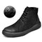 Large Size Men Retro Genuine Leather Slip Resistant Casual Boots - Black 1
