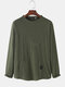 Mens Knitted Pure Color Stitching Sporty Long Sleeve T-Shirts - Army Green