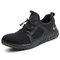 Men Breathable Knitted Fabric Steel Toe Cap Anti Smashing Work Safety Shoes - Black