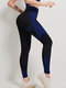 Women Seamless Hip Lifting Knitted Stretch Sports Yoga High Waist Pants - Blue