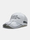 Unisex Cotton Mesh Patchwork Letter Print With Windproof Rope Outdoor Sports Sunscreen Breathable Baseball Cap - White