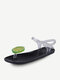 Women Casual PVC Lemon Pattern Buckle Flat Clip Toe Slippers - Black