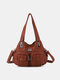 Women Faux Leather Multi-Pocket Large Capacity Shoulder Bag Crossbody Bags - Brown