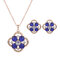Sweet Jewelry Set Flower Rhinestone Necklace Earrings Set - Blue