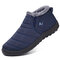 Men Waterproof Warm Fur Lining Letter Slip On Ankle Boots - Blue