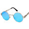 Women Classic Gothic Round Steampunk Sunglasses Travel Casual Metal Frame UV400 Glasses - Ice Blue