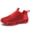 Men Knitted Fabric Breathable Sports Casual Running Sneakers - Red