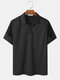 قمصان الجولف للرجال من بيور اللون نصف زر انقطاع كم تصميم - أسود