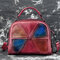 Women Vintage Genuine Leather Handmade Brush Color Handbags Stitching Crossbody Bags - Red