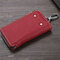 Men Retro Genuine Leather Multi-function 6 Key Holder Purse Solid Card Holder - Wine Red