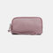 Women Genuine Leather Lychee Pattern Money Clip Wallet Clutch Bag - Purple