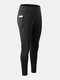 Women Patchwork Breathable Quick Drying Skinny High Elastic Sports Yoga Pants With Side Pocket - Black