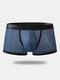 Men Sexy Nylon Mesh Boxer Briefs Thin Transparent Breathable U Convex Pouch Plain Underwear - Gray