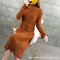 Seasonal Dress Female Over-the-knee Sweater Skirt Knit In The Long Paragraph Trumpet Sleeves Big Swing Skirt New Year Skirt - caramel colour