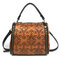Women Genuine Leather Retro Bucket Handbag Hand Embossed Craft Flower Crossbody bag - Brown