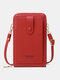 Women RFID Faux Leather Casual Multifunction Touch Screen Crossbody Bag Phone Bag - Red
