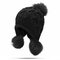 Womens Winter Warm Crochet Knitted Wool Beanie Pompom Ball Hat Vogue Fur Ball Ski Cap Bucket Hat - Black