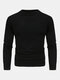 Mens Knit Plain Solid Color Crew Neck Basics Pullover Sweaters - Black