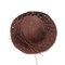 Woman Solid Color Large Edge Cap Travel Shade Straw Hat With Fine Needle Leather Rope  - Brown